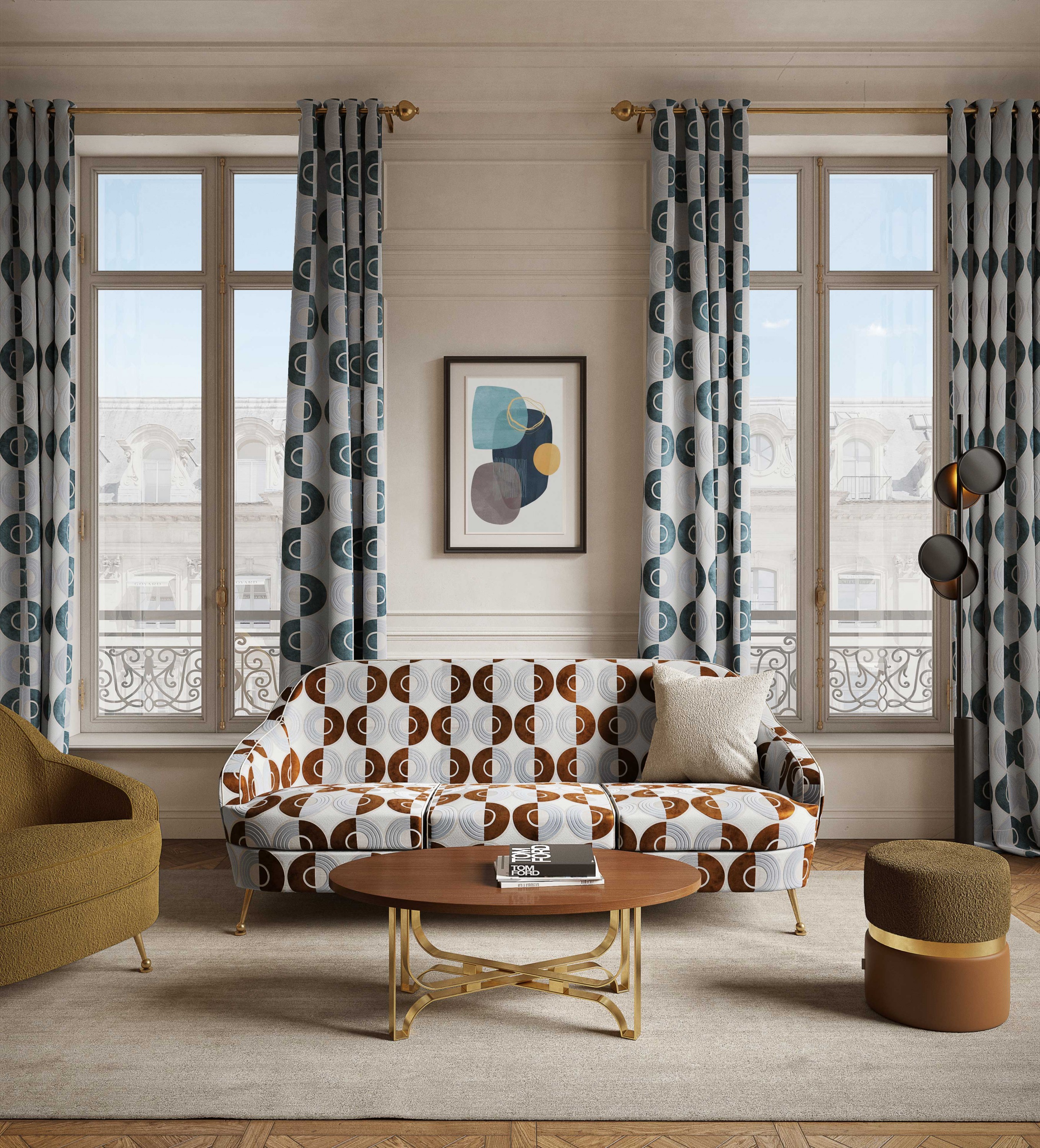 Canapé Max Maison Leuleu, tissu Equinox col. Alezan. Table basse Neptune, Maison Leuleu