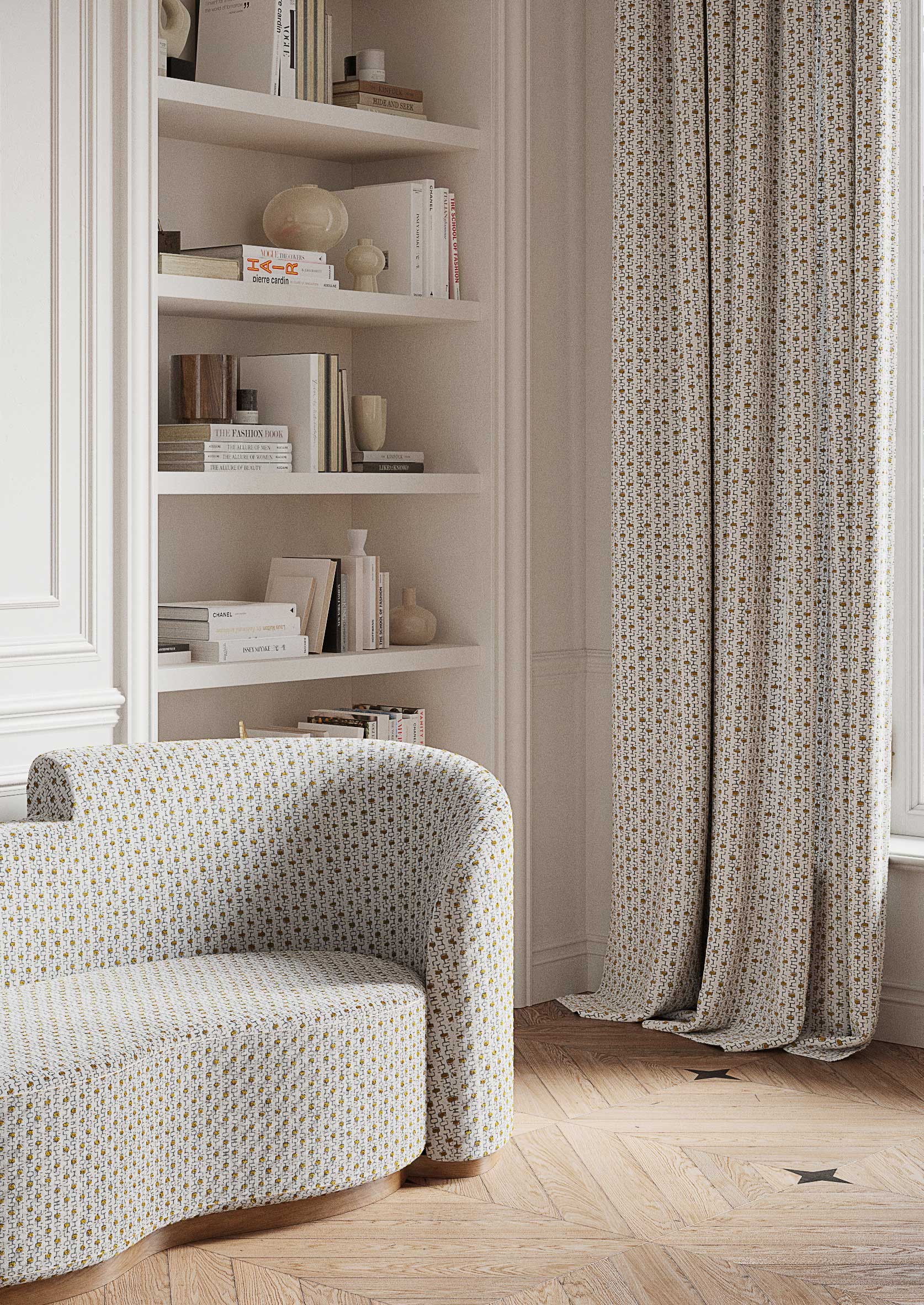Banquette Colette, Maison Leuleu tissu Odorico